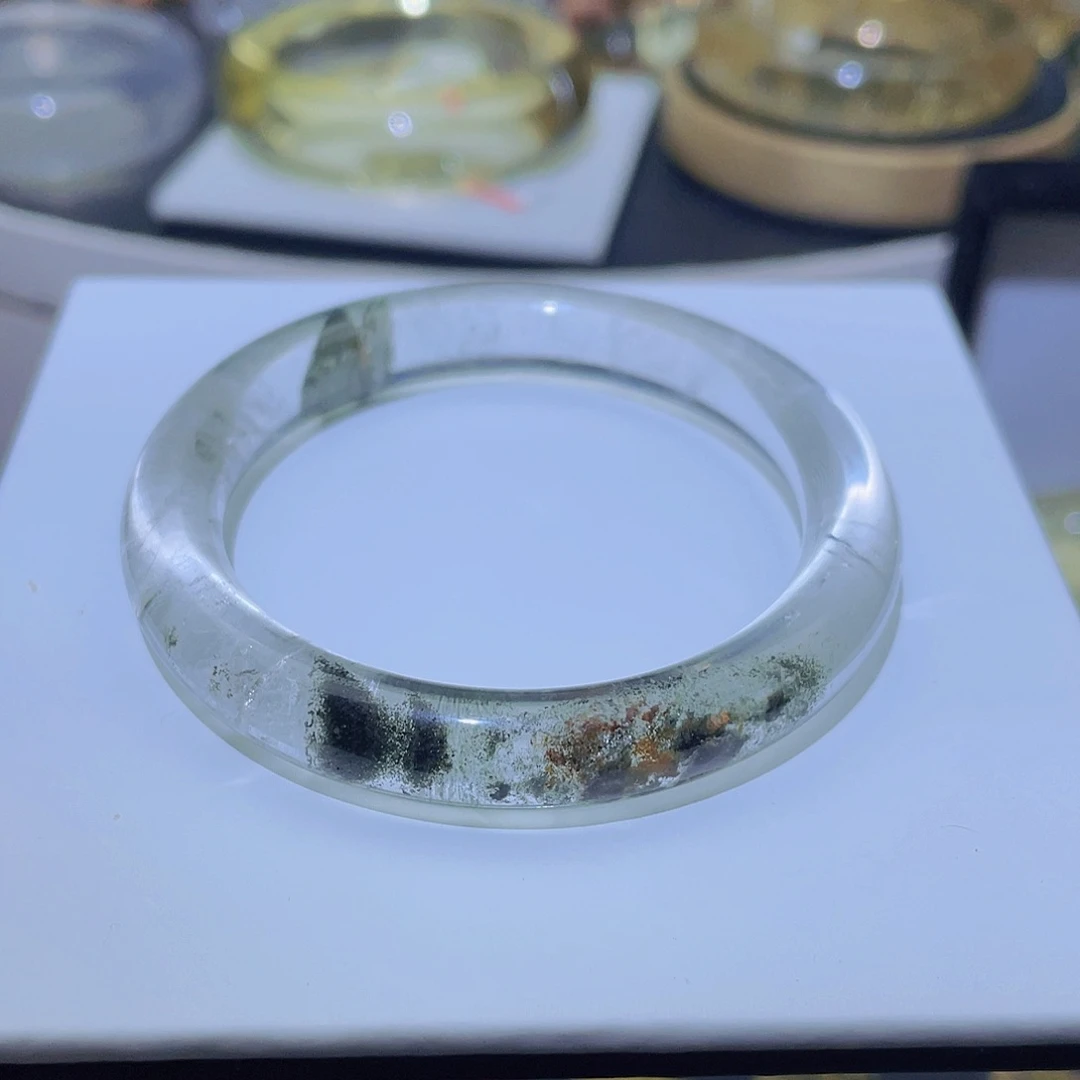 水晶手镯未镶嵌天然绿幽灵手镯