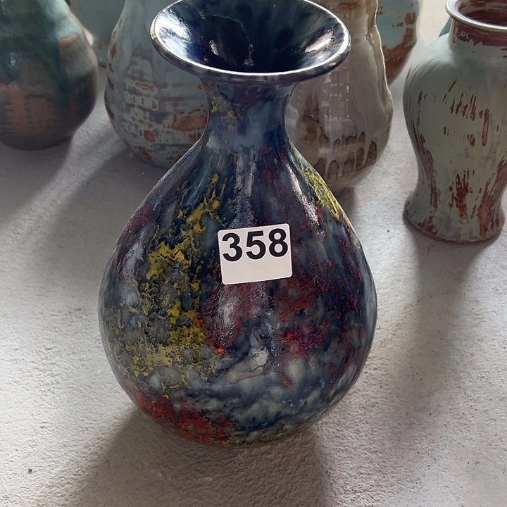 江***雪白泥花瓶口5，高29，358，摆件