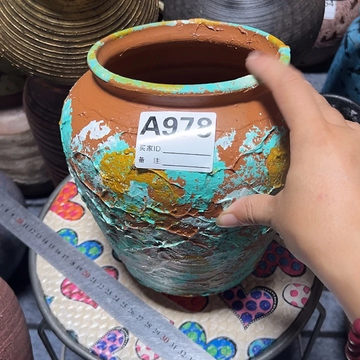 粗陶盆有孔高20口14