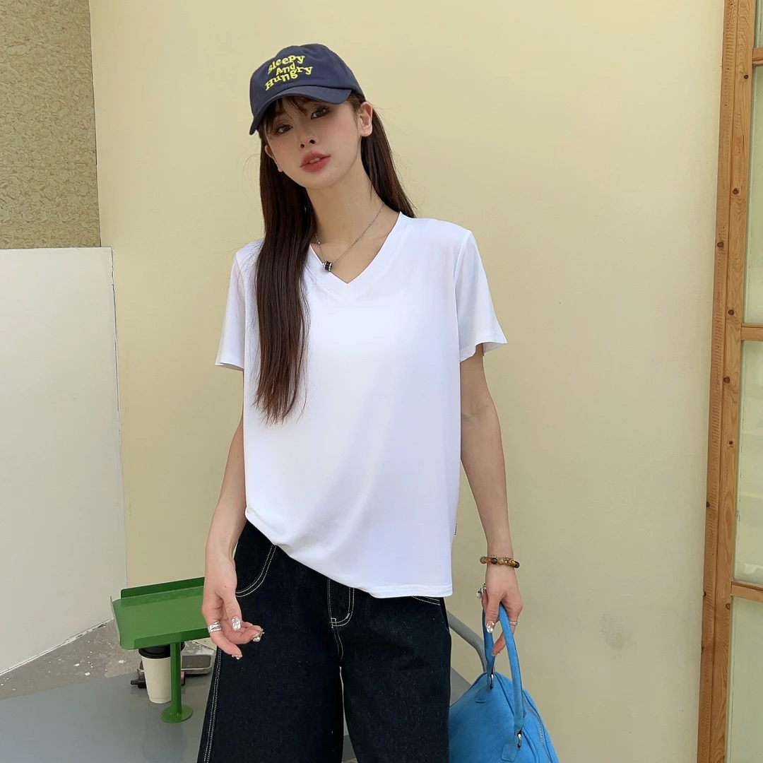 D157夏季新款男女同款韩版休闲百搭简约净版莫代尔短袖25-70-71