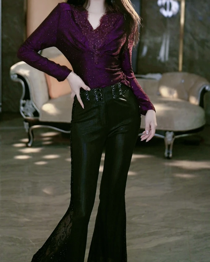 2-1【闪闪酷】重工气质微喇裤