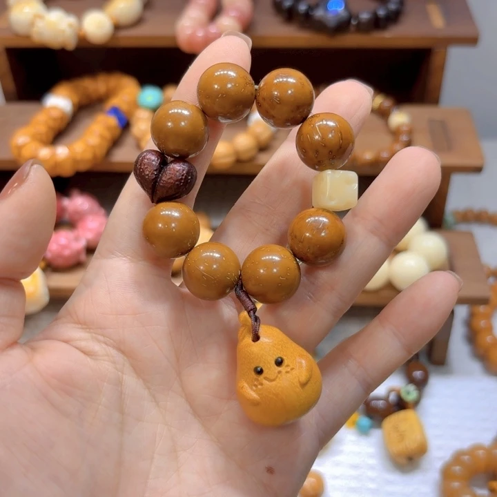 星月菩提手串紫金鼠圆珠手捻木有鸭梨