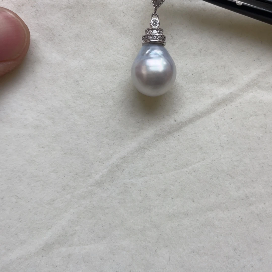 银S925镶嵌海水珍珠吊坠(不含链)