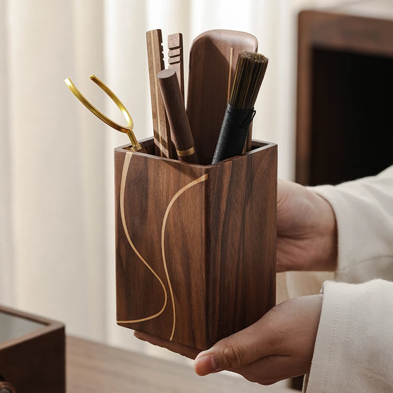 茶道六君子胡桃木茶具配件茶台泡茶工具茶桌高档茶夹茶针茶刷套装