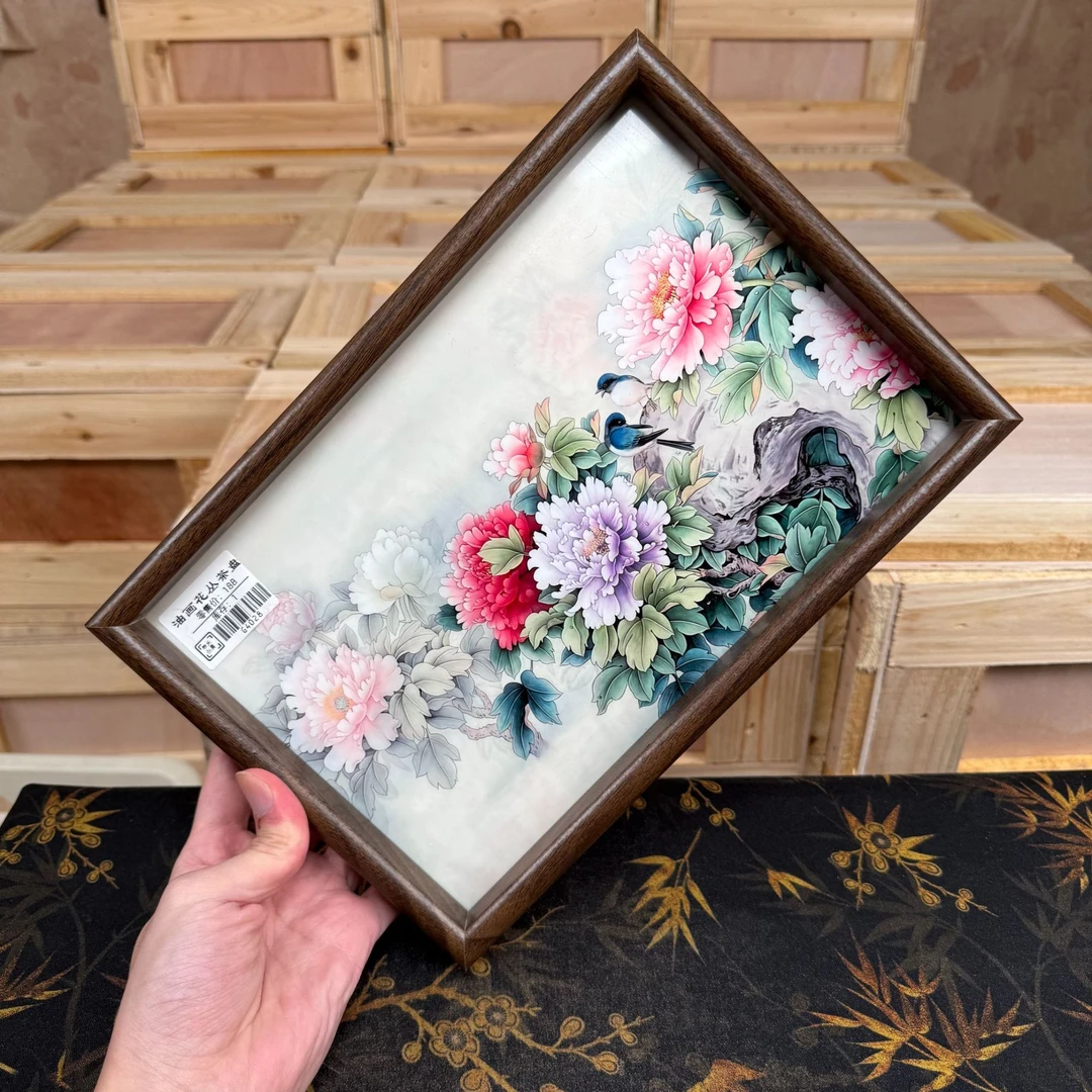 SD伪油画花丛茶盘G   4028