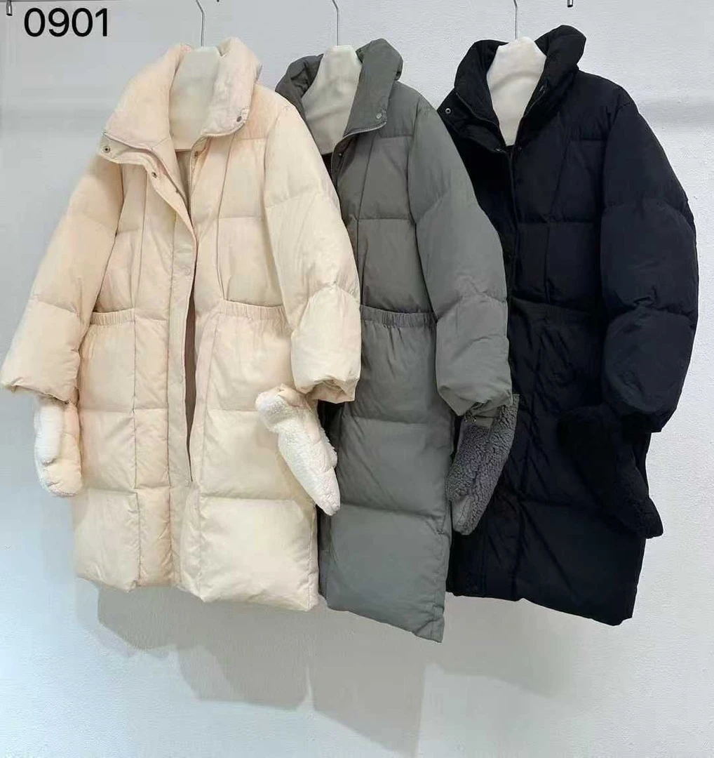 0901拉链长袖厚款长款温柔显瘦羽绒服保暖上衣加厚女装