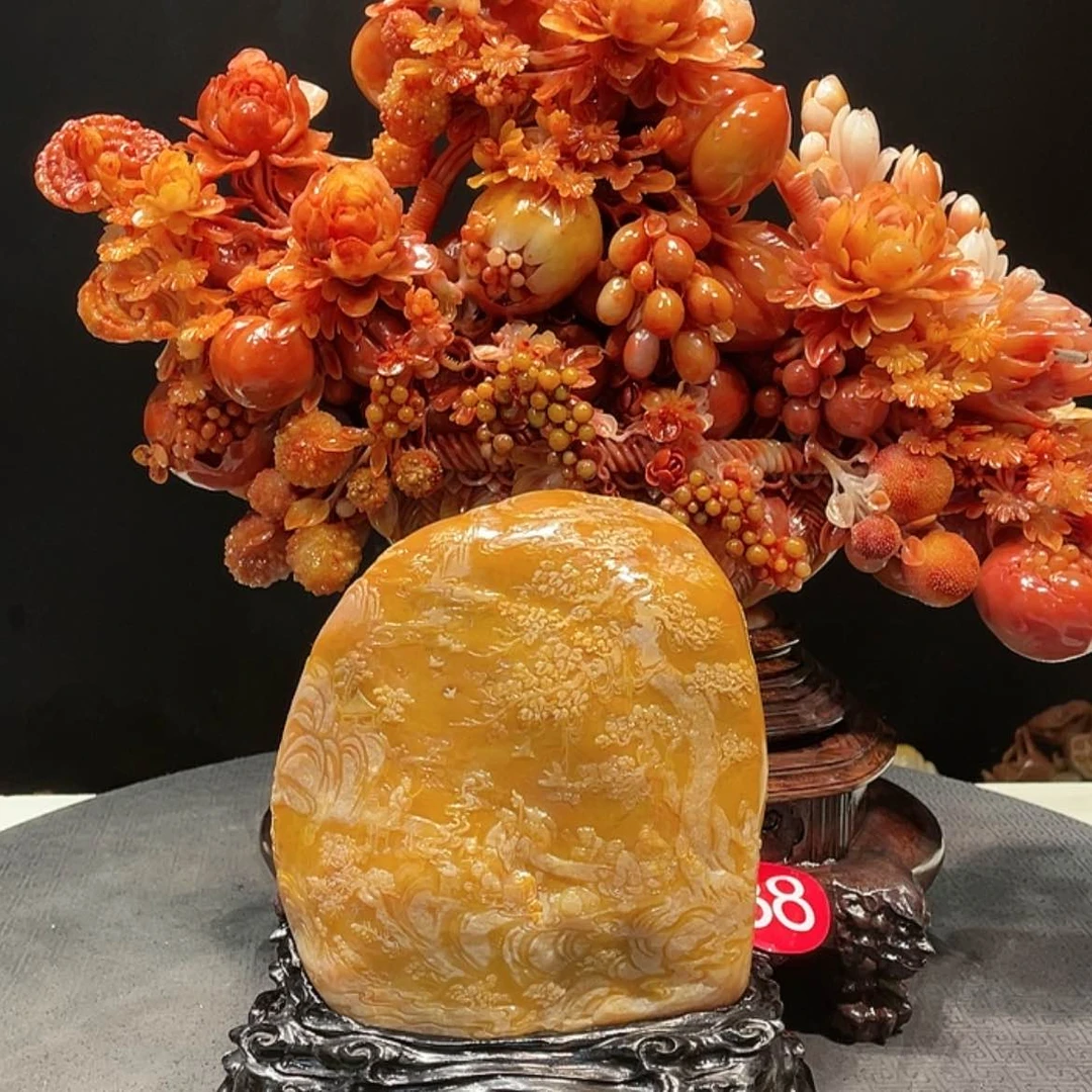 【闪购商品】寿山石官*花篮摆件工艺品