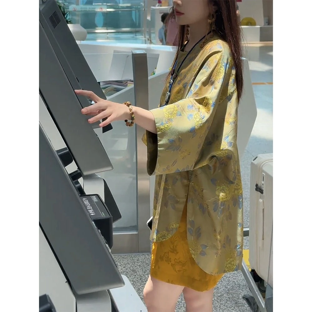 2025超火夏装一整套高级感清冷感禅意新中式国风上衣半裙两件套装