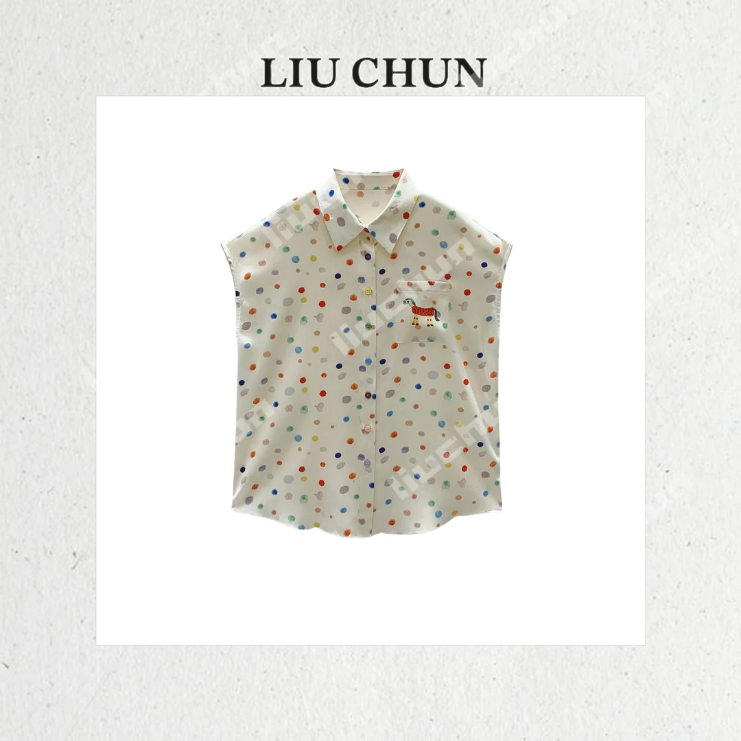 【彩色波点】CHUN家桑蚕丝双乔时尚宽松显瘦上衣