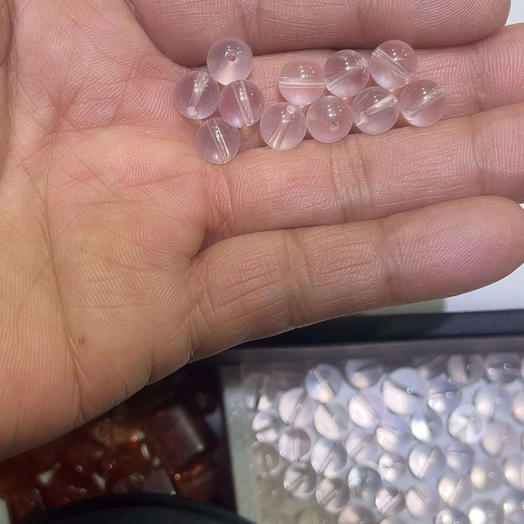 烟晶戒指银S925镶嵌西*粉水晶单珠11颗