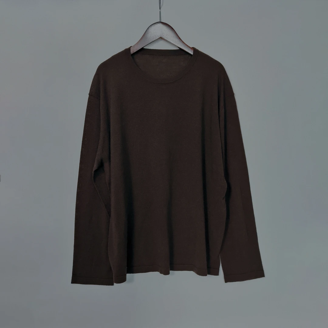 深咖色桑蚕丝羊毛混纺打底衫