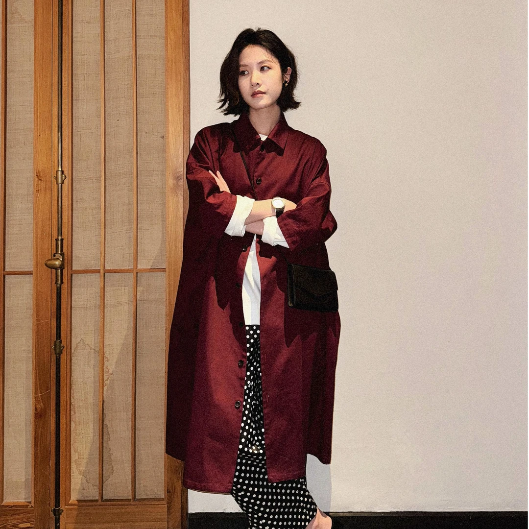 DE Mincollection浆果风衣/定制定染中长款衬衫式风衣外套50486