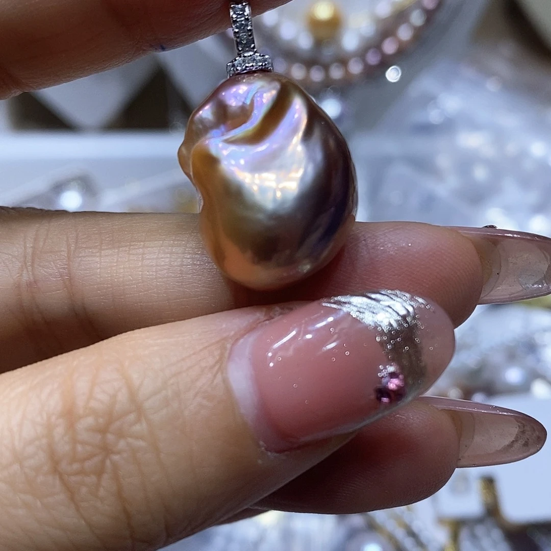 淡水珍珠耳钉银S925镶嵌