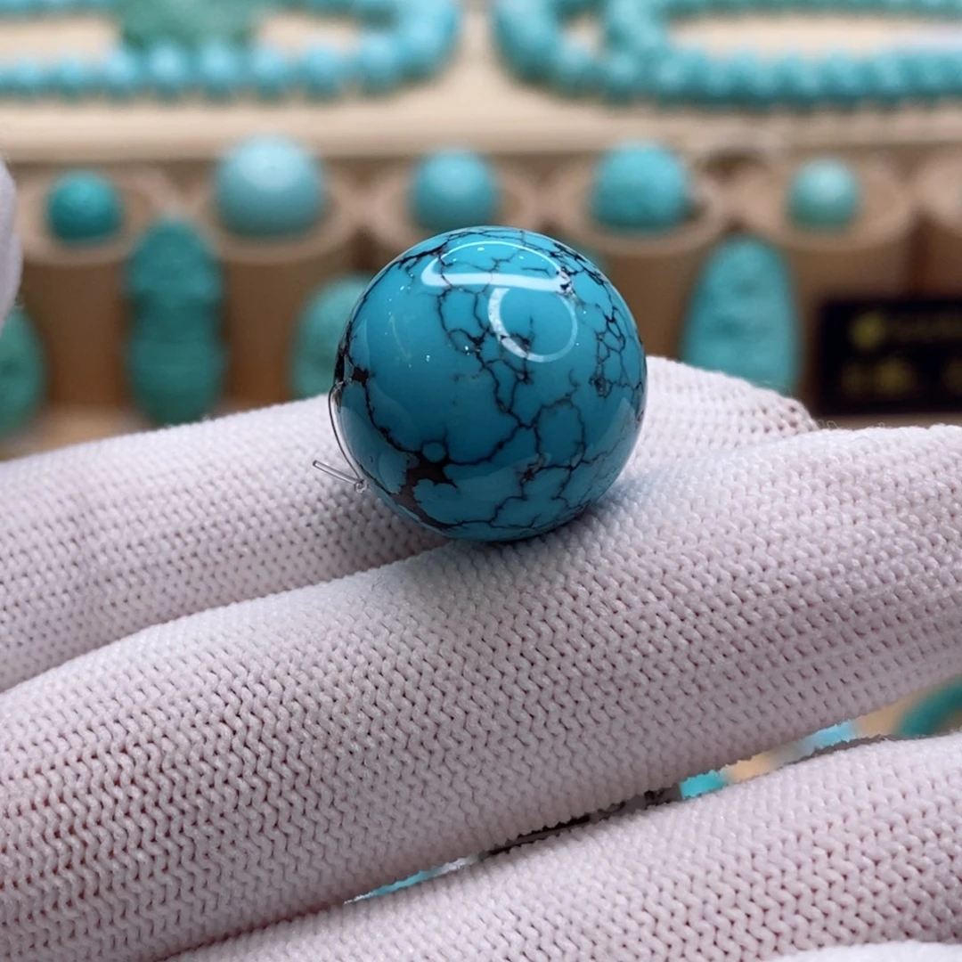 18K金镶嵌绿松石珠宝奇石18.3mm