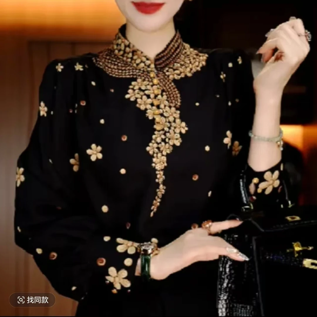 2025新高端印花女显瘦显白百搭减龄气质时尚套头上衣858