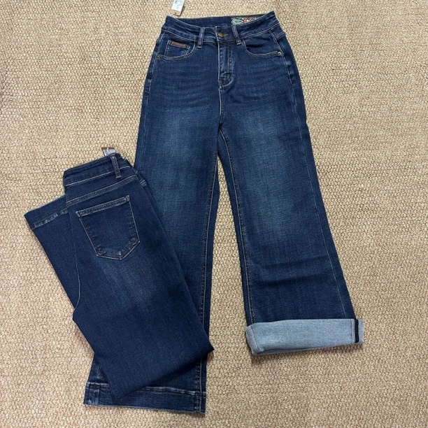 RM-加绒冬高腰显瘦微喇牛仔裤复古保暖4366