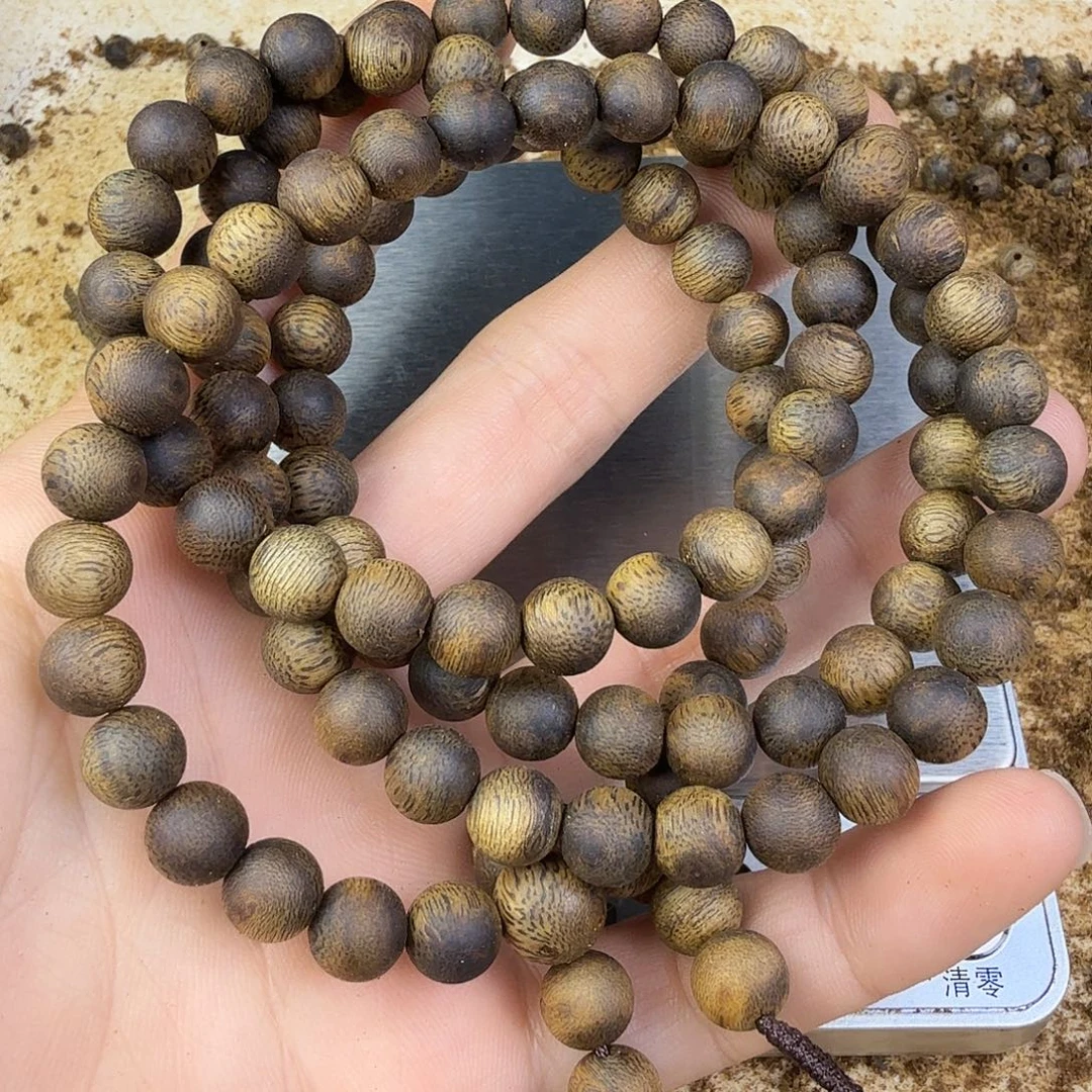 心***求沉香沉香奇楠碎屑圆珠0.8多圈27克➕