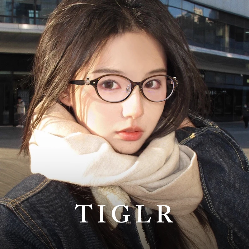 帝格勒日系复古书呆子猫眼眼镜框女近视可配度数防蓝光玳瑁眼睛架