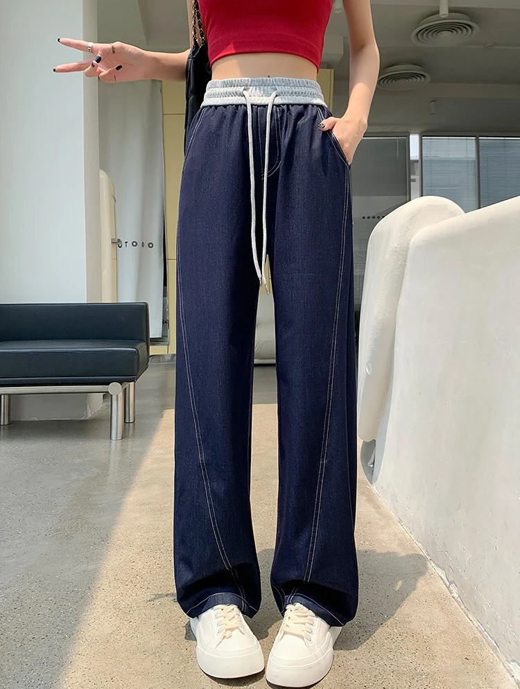 小清瓜女装严选显瘦百搭复古直筒弯刀裤时尚气质显腿长NDK1060