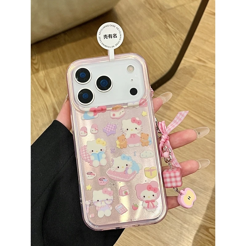 甜美ins卡通星星看书kitty猫挂件适用苹果17手机壳iPhone16/15/14