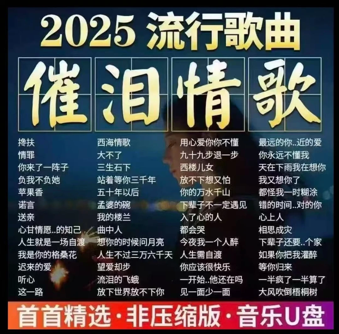 伤感情歌/柏林之音高品质抖音歌曲伤感情歌100首完整版u盘