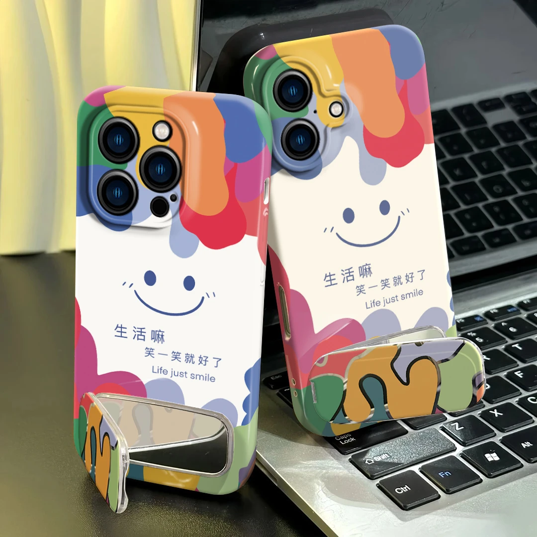 彩色笑脸涂鸦适用于苹果16promax手机壳华为小米oppo荣耀vivo
