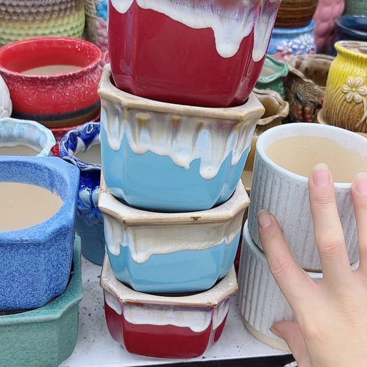 多肉绿植陶瓷花盆9.9包邮，有孔