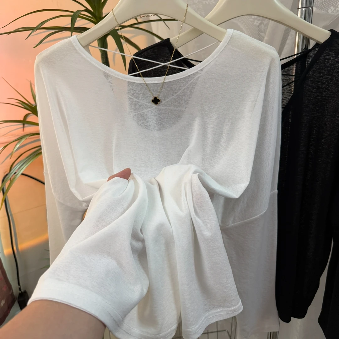 雪花棉冰凉防晒露背镂空上衣女2025夏新款时尚设计感小众空调罩衫