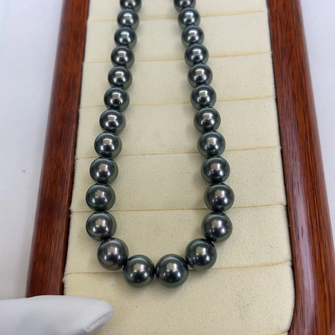 未镶嵌颈饰海水珍珠狸真科研sk极光孔雀绿8-11m