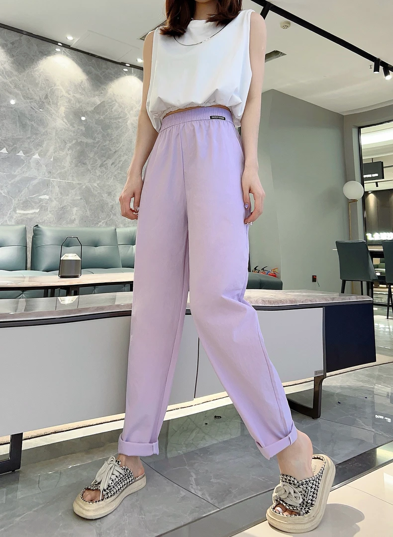 0高腰薄款彩色休闲裤哈伦裤垂感速干裤夏季山本风百搭休闲