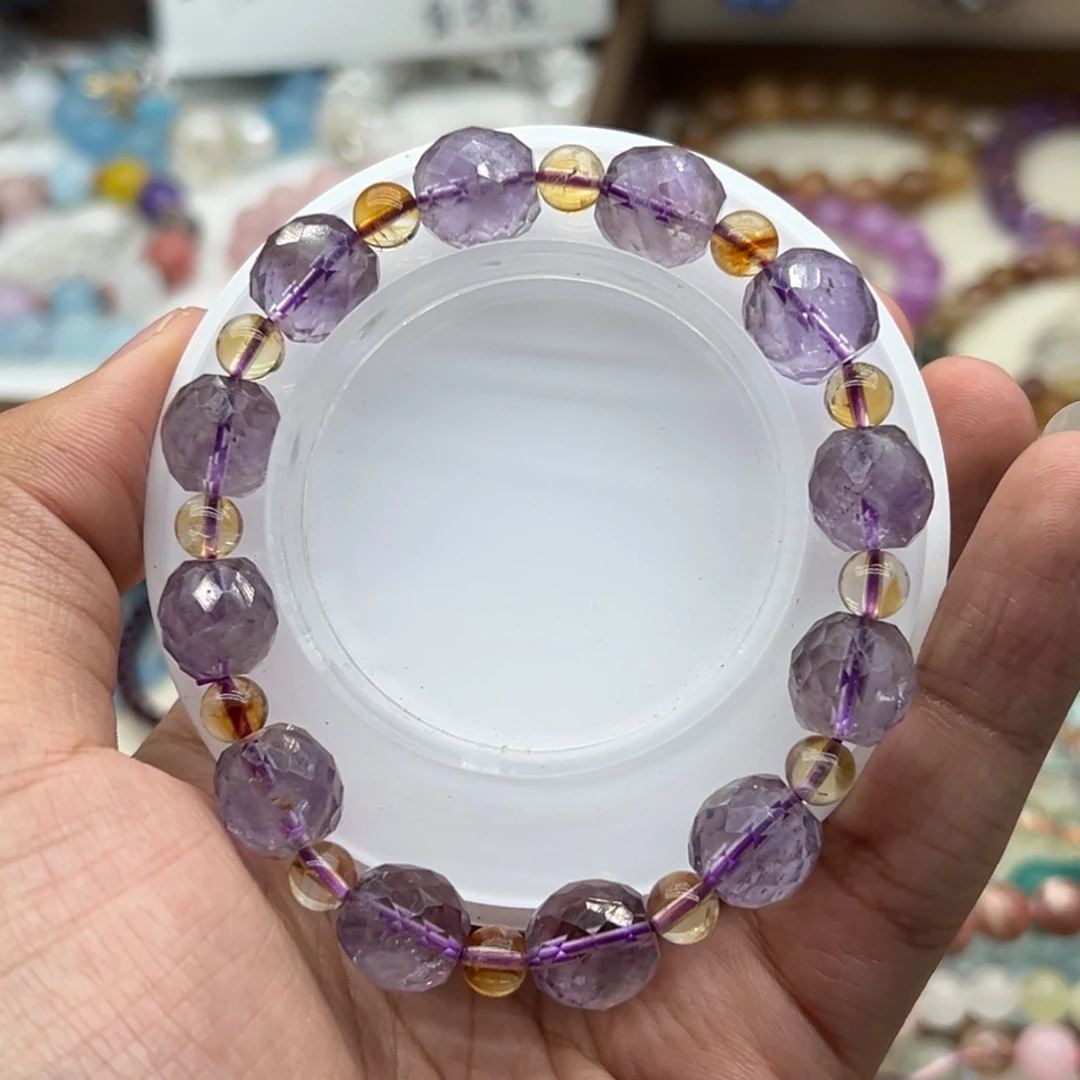 未镶嵌水晶手链紫黄切面