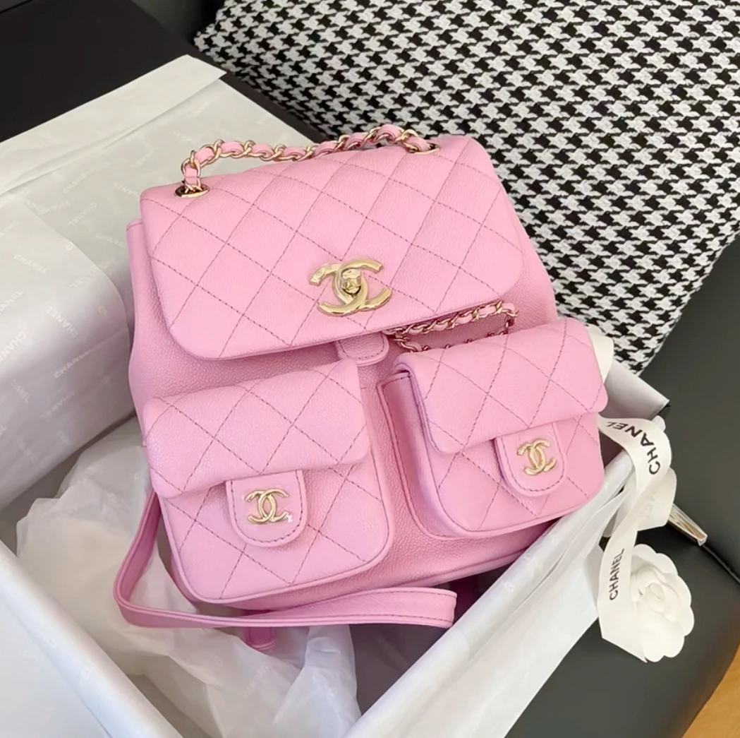 99新 Chanel/香奈儿 多多奢品/香奈儿荔枝大号duma青蛙粉紫/99新