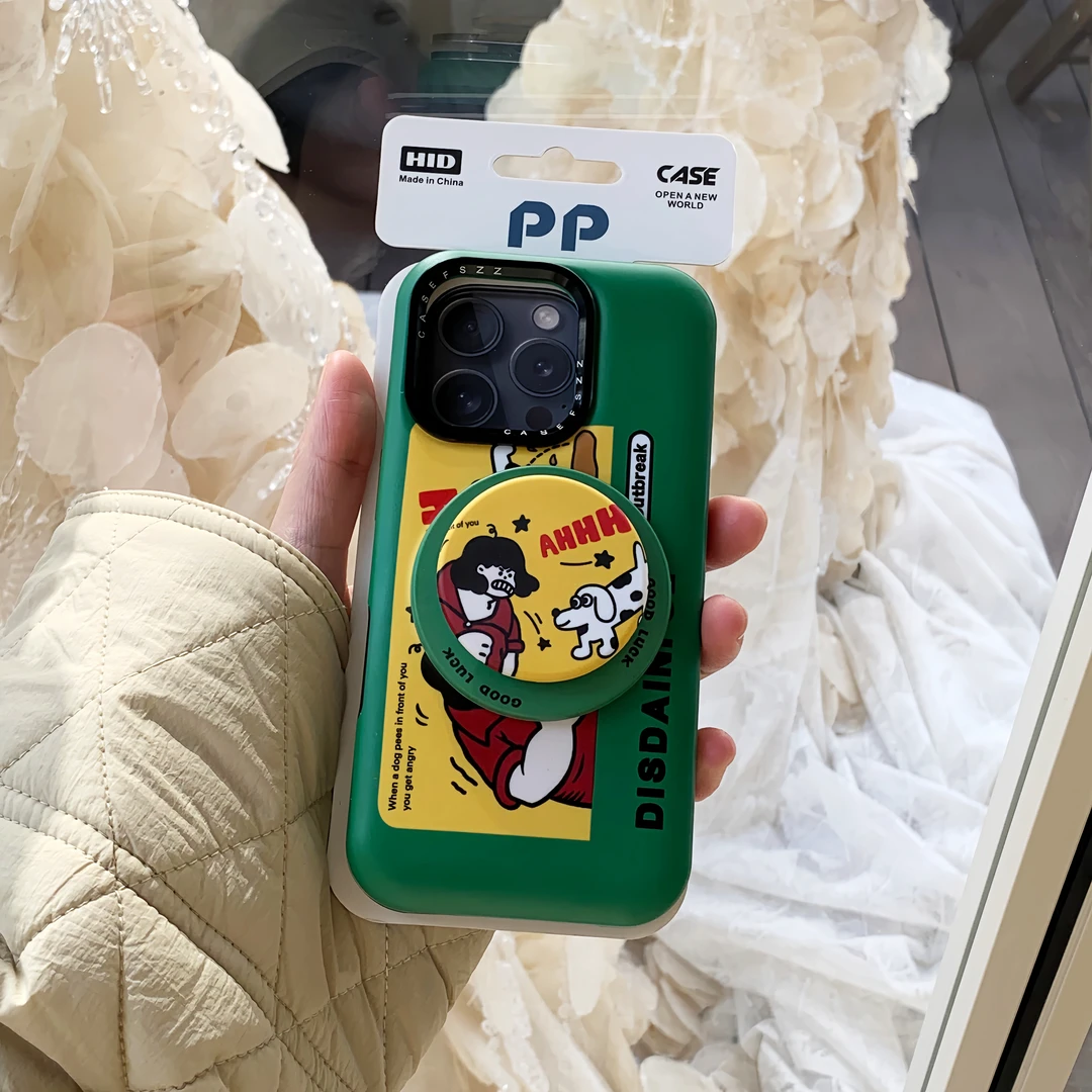 新款高级肤感/iPhone13-16【拉粑粑小狗】菲林二合一金属镜头磁吸壳