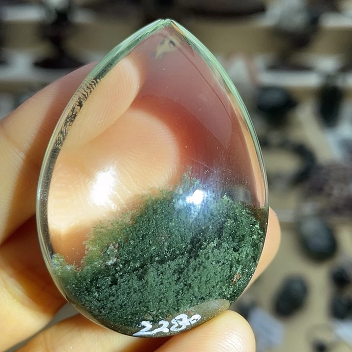 未镶嵌颈饰水晶巴西绿幽灵水滴定制