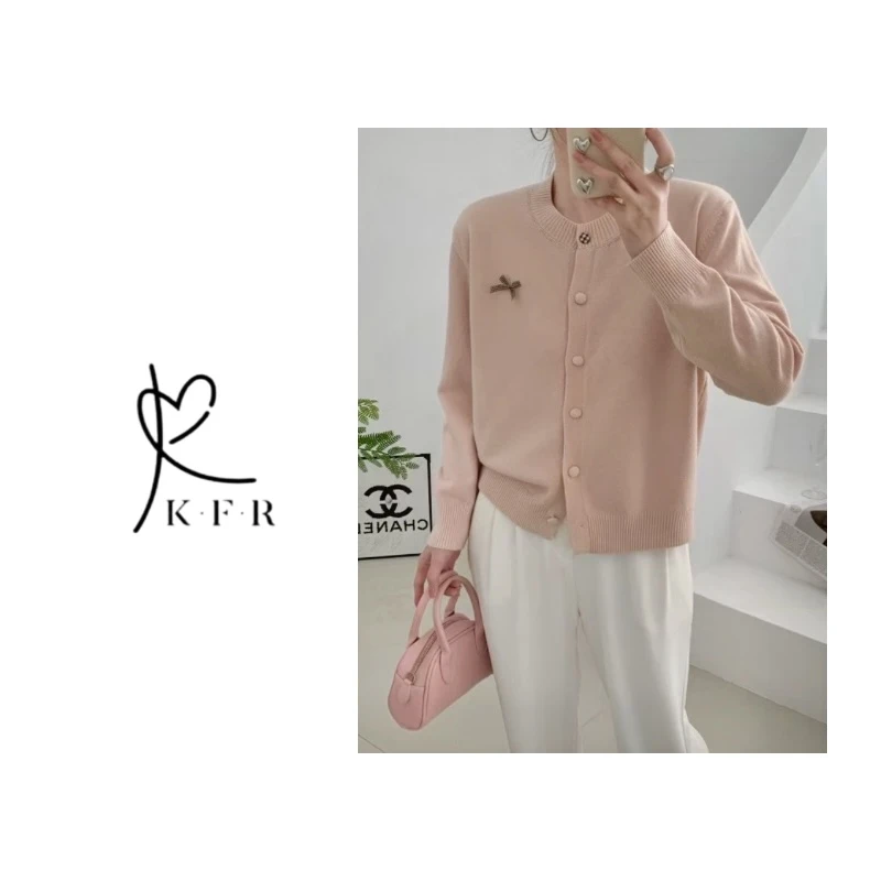 【早春新款】韩版减龄立体蝴蝶结针织开衫 KFR-J25#