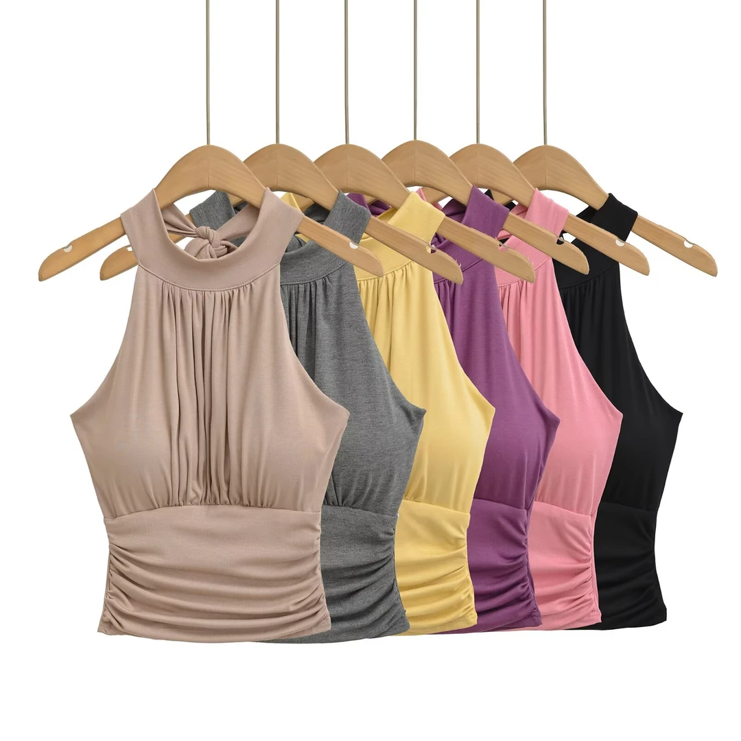 7637 后背绑带挂脖背心