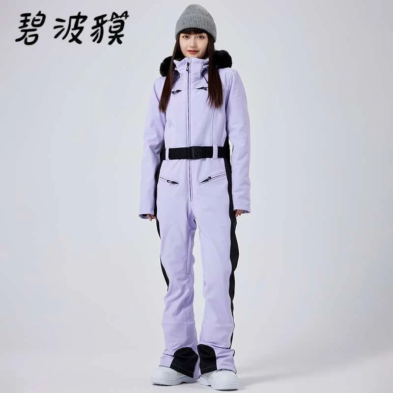 2025冬季新款女款连体滑雪服保暖修身防风防水户外双板滑雪服