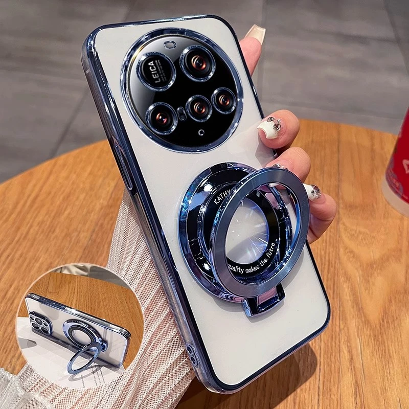 适用于小米15ultra磁吸支架手机壳15四角防摔小米14Pro简约男女款