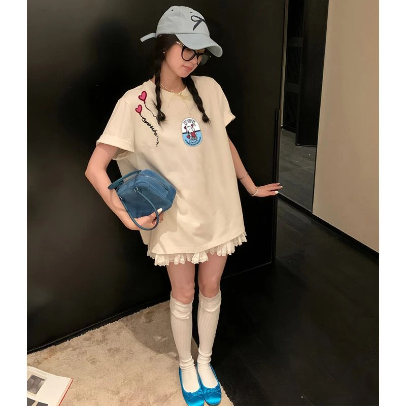 韩版ins小众潮牌纯棉短袖T恤大码女装夏季休闲洋气情侣款百搭上衣