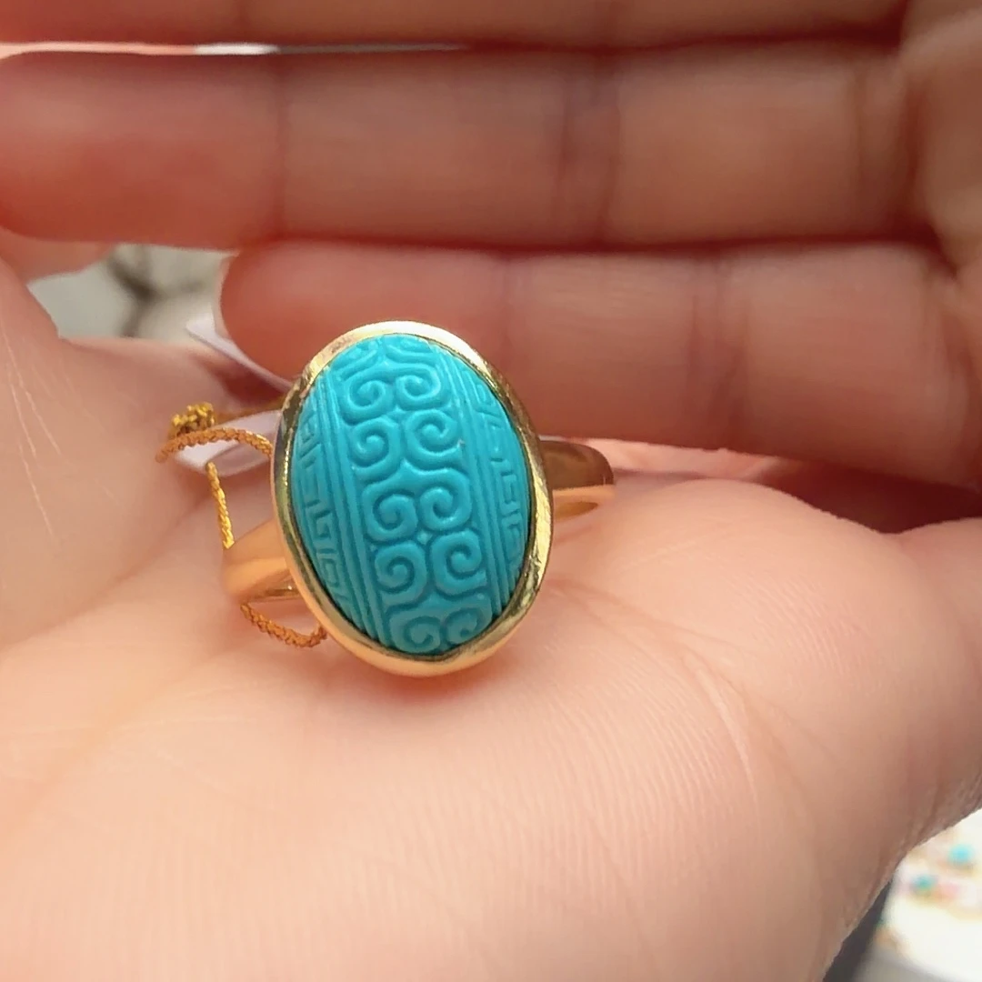 绿松石银S925镶嵌戒指