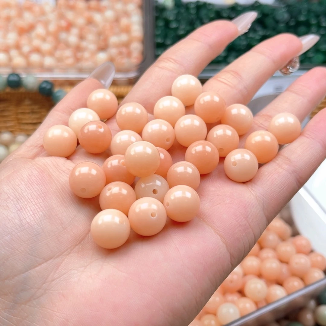 白玉菩提吊坠q12.5mm110颗。蜜桃西柚粉