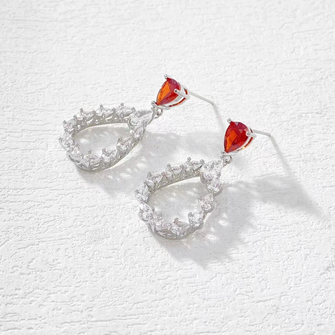 铜合金耳饰 木木（YS407） 精镶水滴耳环