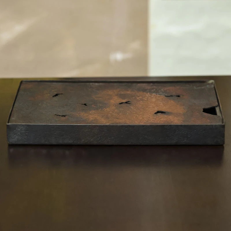 【宽窄】春喜铜-长方侘寂壶承-800CC长28宽15.5高3（春喜铜0063）