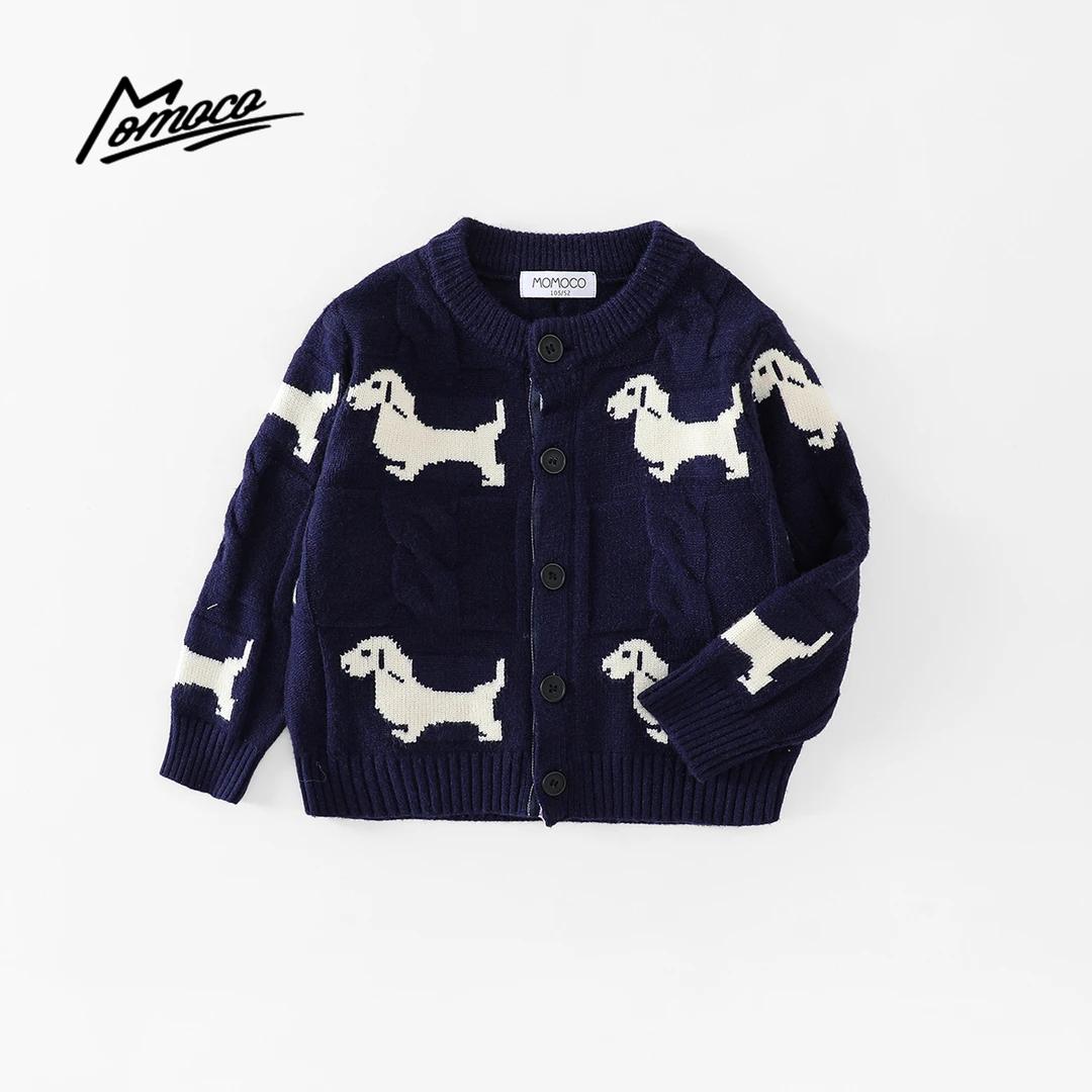 MOMOCO秋季男童新款童趣百搭小狗毛衣潮流时尚毛衣77330112008