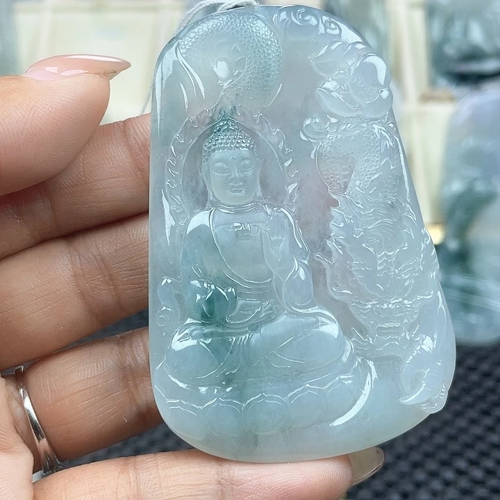 颈饰未镶嵌翡翠用****9天然缅甸翡翠御龙阿弥