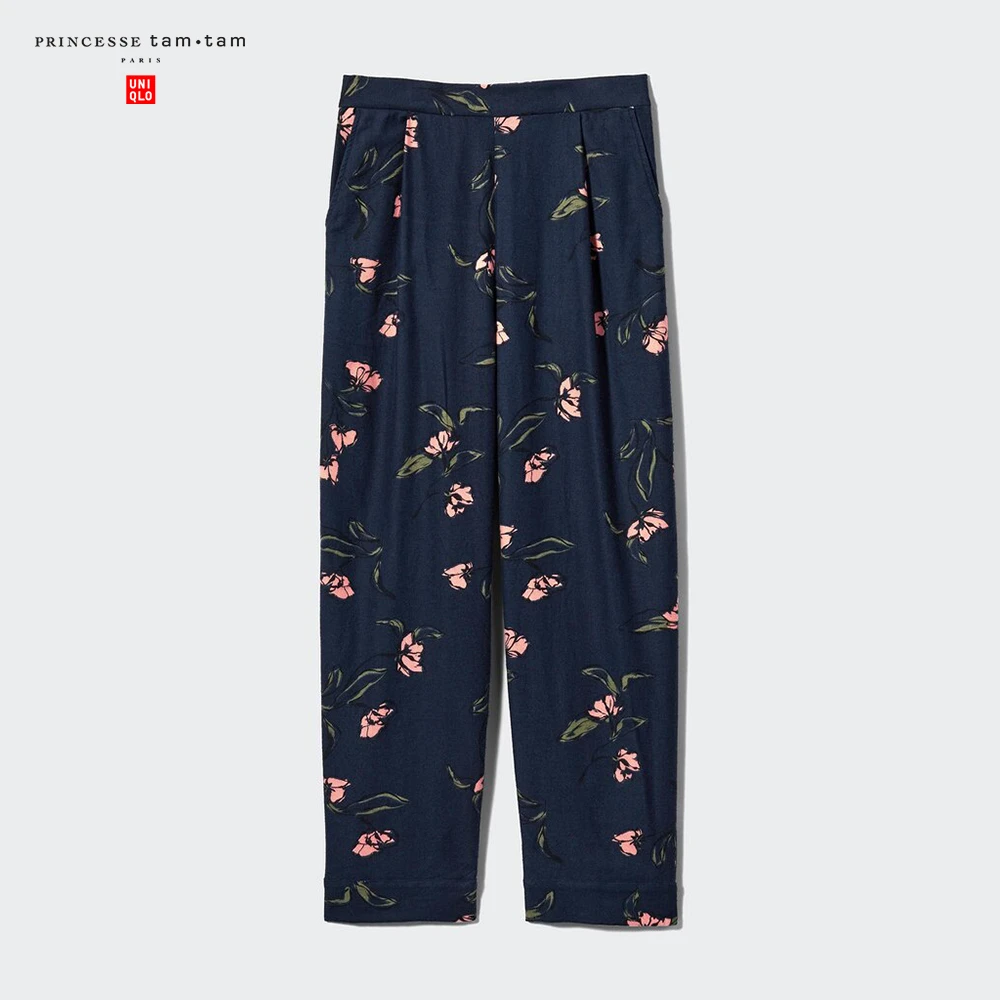 优衣库合作款/女装法兰绒松紧长裤/休闲裤裤子471929