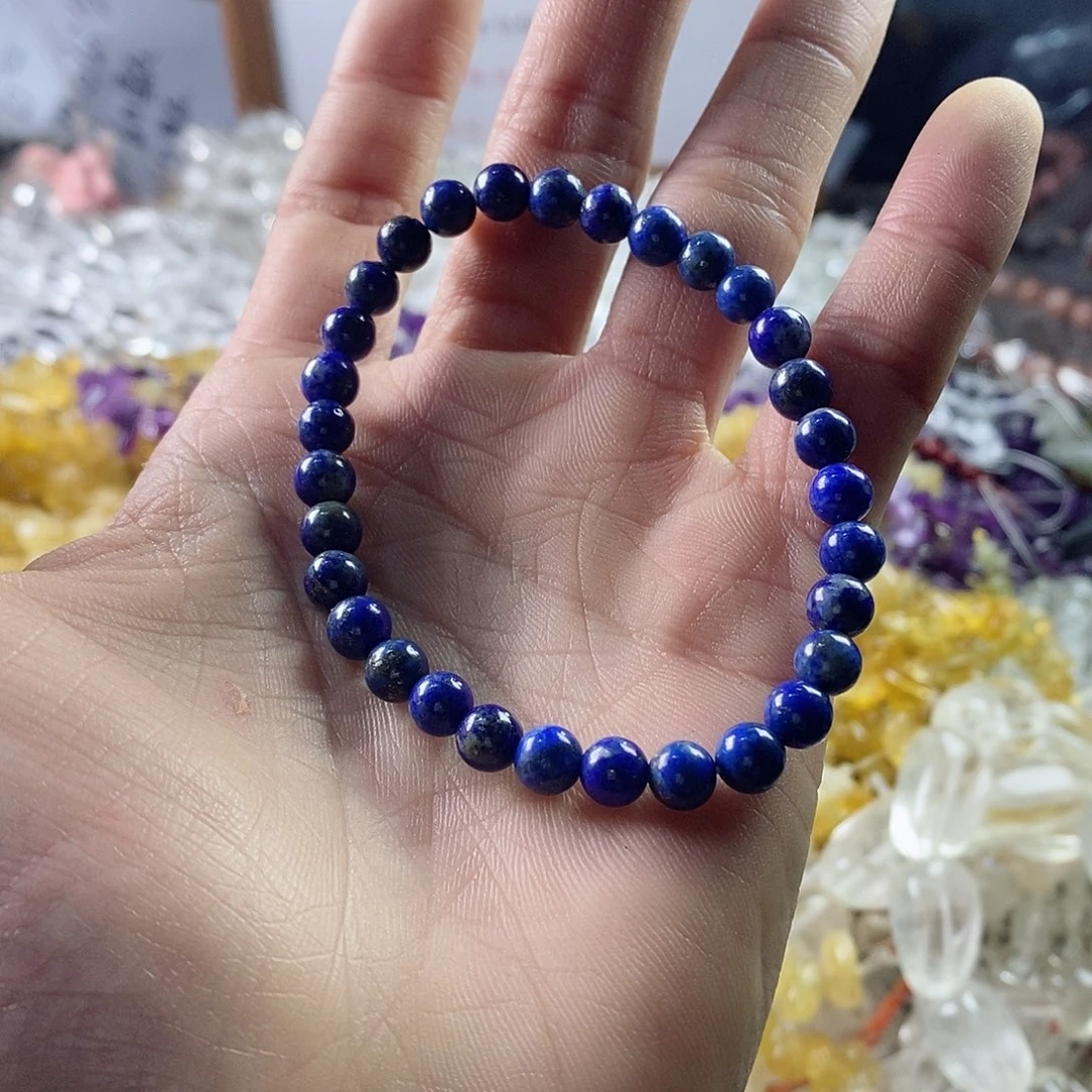 玛瑙/玉髓珠宝半成品未镶嵌一条天然6mm青金石手链C106