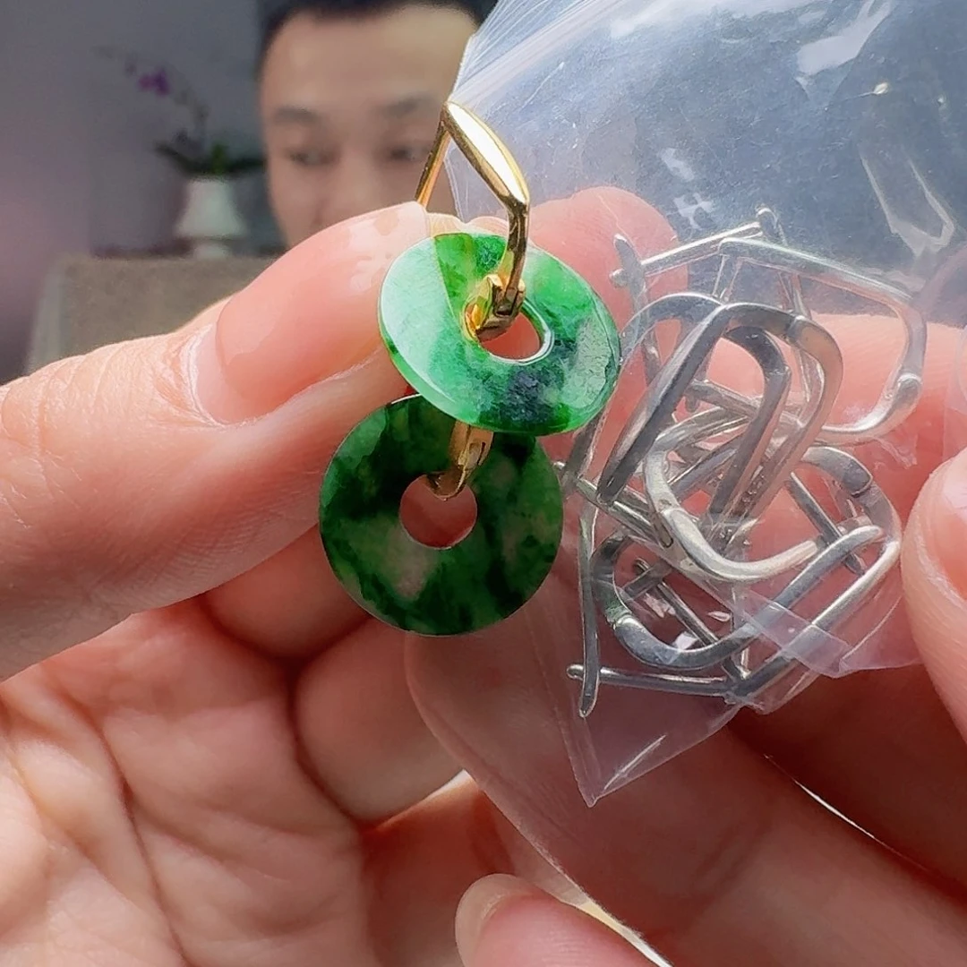 翡翠银S925镶嵌耳饰多样性发货其一