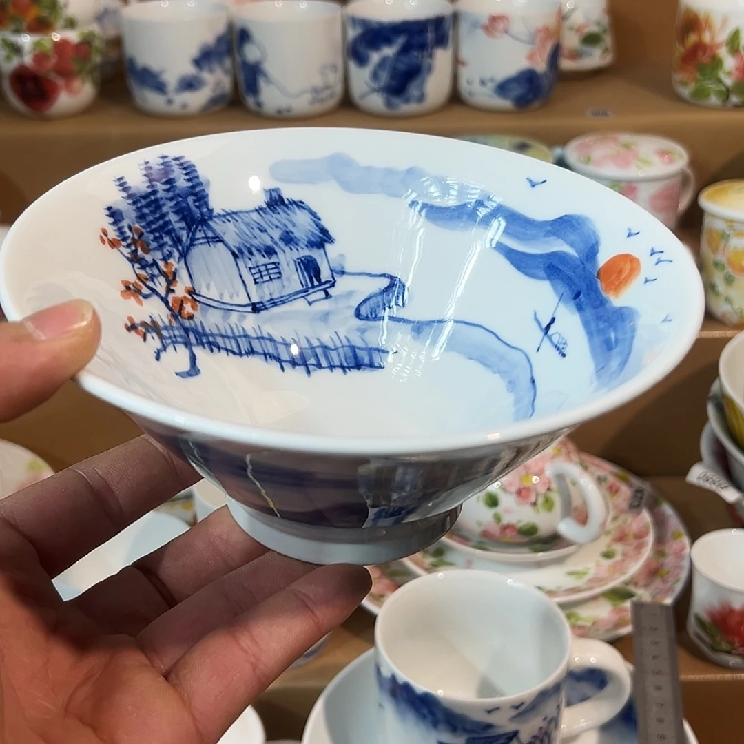 陶瓷景德镇手工手绘陶瓷6.8寸手工碗