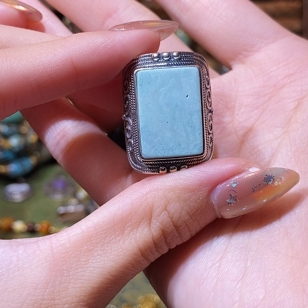 绿松石银S925镶嵌戒指s****n